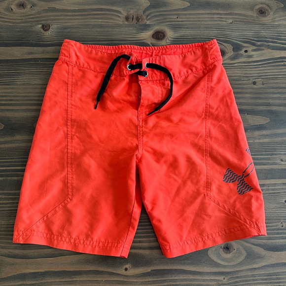 Boys Under Armour Swim Trunks Size 7 Orange - Picture 1 of 3